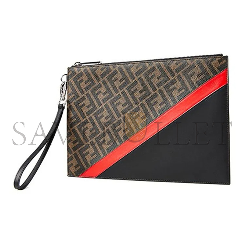 FENDI DIAGONAL FABRIC BROWN 7N0110A9XSF19P9 (30*20*1.5cm)